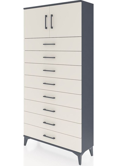 Arges Dolap Tek Raflı 8 Çekmeceli 2 Kapaklı 88x30x182 Antrasit-aytaşı Antrasit Arges Dolap Tek Raflı 8 Çekmeceli 2 Kapaklı 88x30x182 Antrasit-aytaşı Antrasit