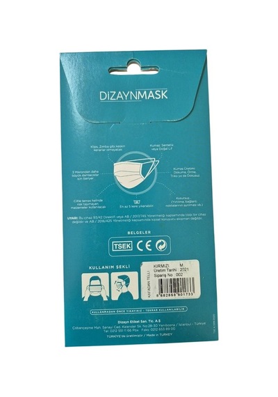 Dizaynmask Gümüş İyonlu Bez Maske Kırmızı Çocuk M 5-10 Yaş