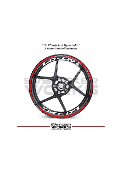 Yamaha Mt-07 Jant Sticker Dış Ve İç Set Sticker Jant Şeridi Kırmızı