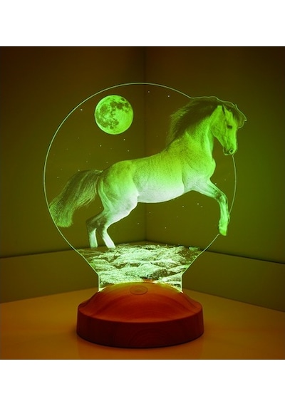 3D Led Lamba 3 Boyutlu Şahlanan At Hediye Gecelambası
