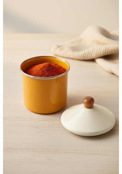 Bambum Nostalji - Ahşap Saplı Baharatlık Hardal 12 Cm Hardal Sarı