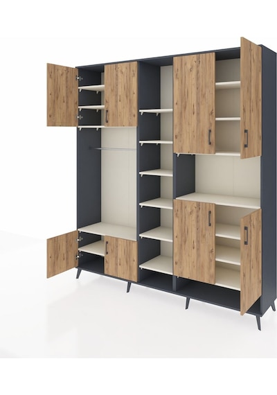 Hyperion Dolap 18 Raflı 8 Kapaklı Tek Askılı 220x44x243 Antrasit-çam/aytaşı Çok Renkli Hyperion Dolap 18 Raflı 8 Kapaklı Tek Askılı 220x44x243 Antrasit-çam/aytaşı Çok Renkli