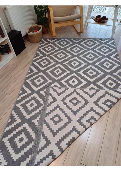 Kilim Çift Taraflı Dokuma Kilim Gri-beyaz 80 200cm Diğer