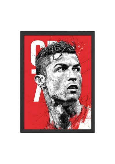 Siyah Ahşap Çerçeveli Poster, Dekoratif Futbol Duvar Tablosu