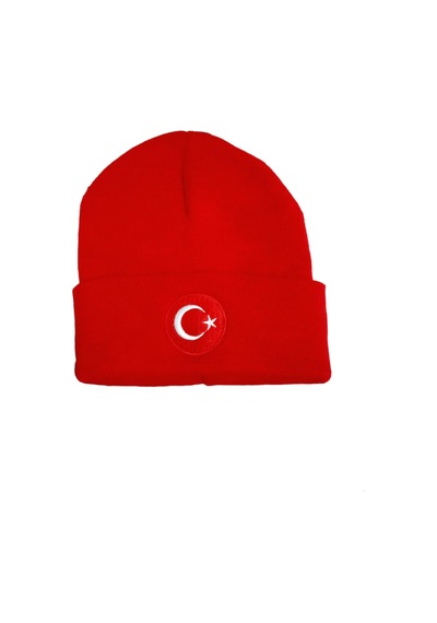 Salarticaret Kırmızı Bere Türk Bayraklı Kışlık Akrilik Bere