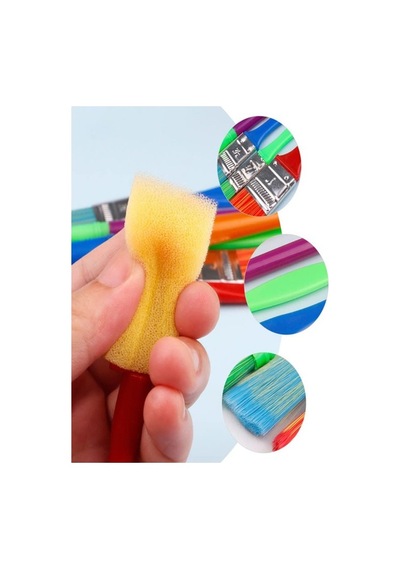 Fırça Seti 6 Lı Plastik Sap Resim Fırçası 1 Paket Suluboya Akrilik Boya Guaj Boya Yağlı Boya Fırca Seti