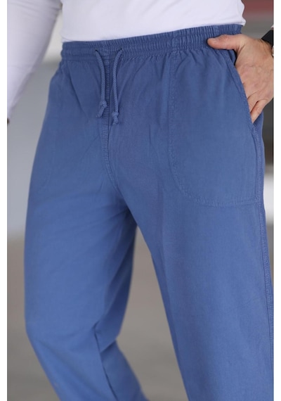 Myrab Denim Erkek Keten Ham Bez Yaz Ayının Vazgeçilmezi Rahat Kalıp Mavi