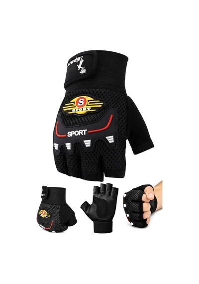 M Beden Kesik Yarım Fitness Gym Ağırlık Kaldırma Spor Eldiveni Unisex Bisiklet Eldiveni Siyah 115 Genel