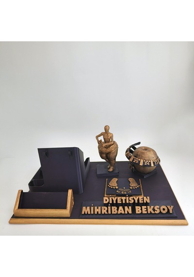 Kişiye Özel Diyetisyen Masa İsimliği Ve Kartvizitlik Gold - Siyah