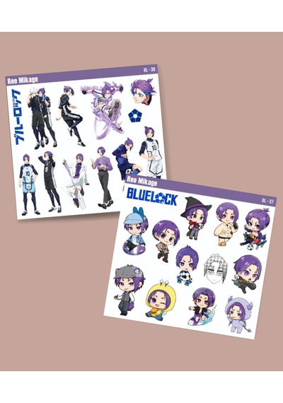 Bluelock-reo Mikage-parlak Kağıt -2li Sticker Set-telefon Süsleme Blue Lock Mor
