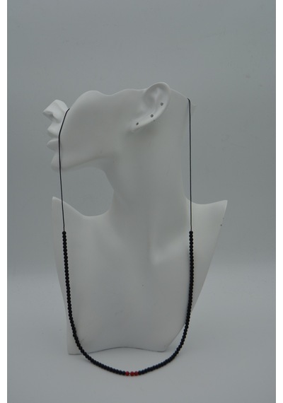 Stoneage Jewellery Mercan Ve Oniks Taşlı  Kolye Sarı