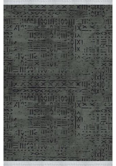 Çam Halı Crea Decolux Vena 8016 Antrasit Özel Kaymaz Tabanlı Pamuk Dokuma Kilim - 80x150