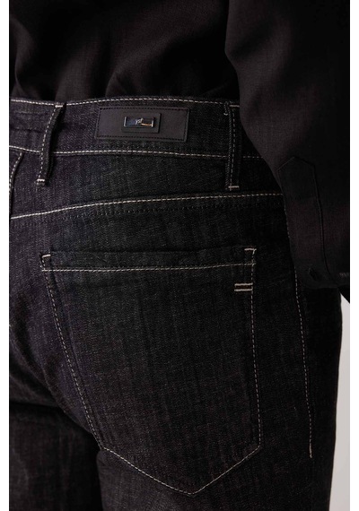 Ysf Erkek Siyah Likralı Pamuklu Regular Fit Jean Kot Pantolon
