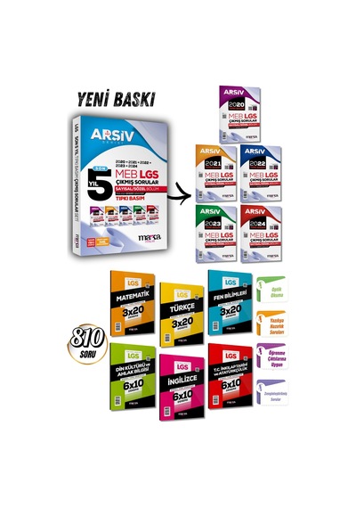 2025 Lgs 8. Sınıf Tüm Dersler 6 Branş Deneme Ve Son 5 Yıl Çıkmış Sorular Seti