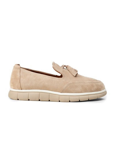 Deery Erkek Süet Bej Püsküllü Loafer Ayakkabı - 02048mbeje01