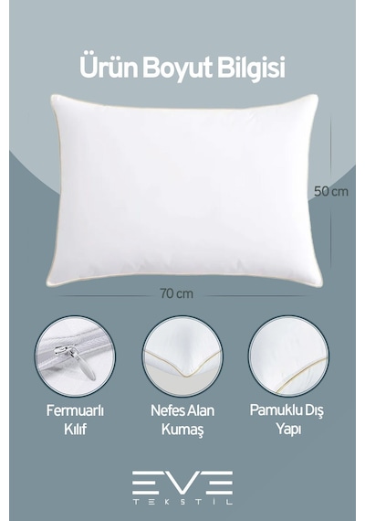 Eve Tekstil 4 Adet Yellow Dream Serisi Fermuarlı Antialerjik Silikon Elyaf Dolgulu Yastık 50x70cm 1200gr