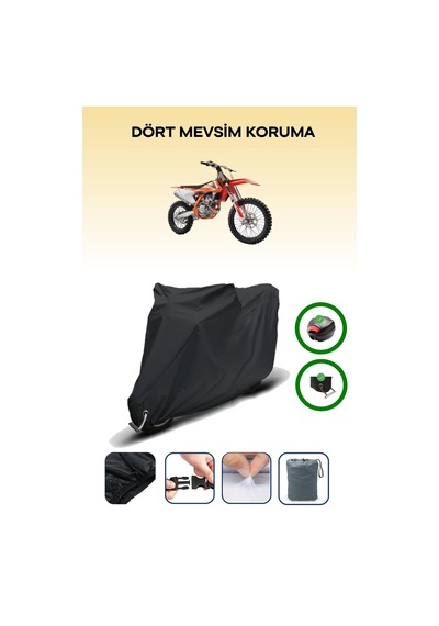 Siyah Arka Çanta Ve Kilit Uyumlu Ktm 250 Sxf Uyumlu Motor Brandası