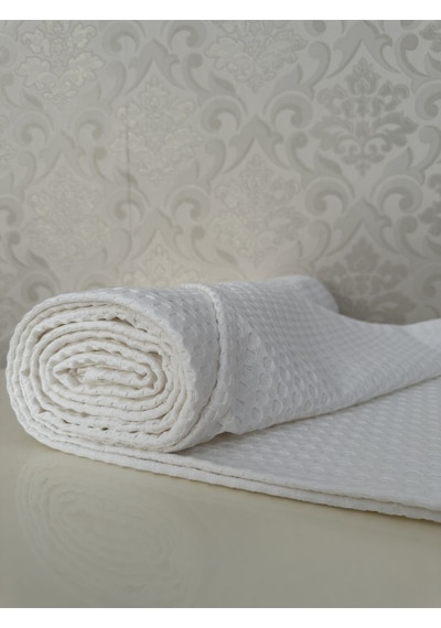 Premium %100 Pamuk Tek Kişilik Yazlık Pike, Yatak Örtüsü, Terletmez Kumaş Beyaz Renk 160x240cm Beyaz