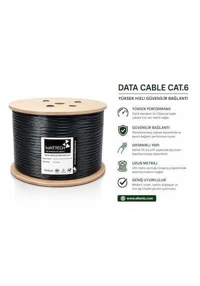 Kant.tech 305m U-utp Pe 23awg Outdoor Cat6 Network Kablo Yüksek Iletim 305Metre