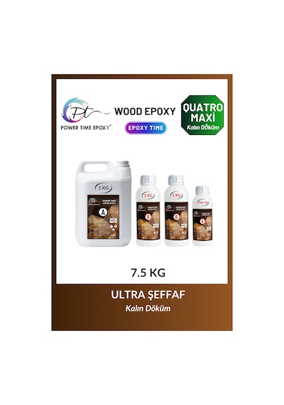 7.5 Kg Wood Epoxy Quatro Maxi/ Kalın Döküm Şeffaf Epoksi Reçine