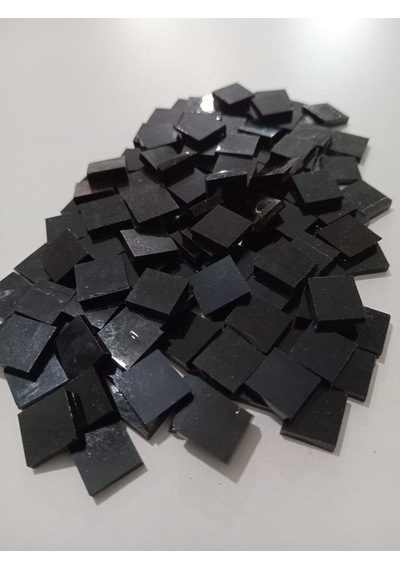 Siyah Kare Vitray Cam Mozaik Taşı - Sanatsal Mozaik İçin Yaklaşık 10x10 Mm