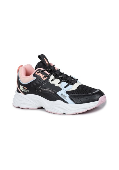 Jump 29943 Siyah - Pembe Kadın Sneaker Günlük Spor Ayakkabı Bej
