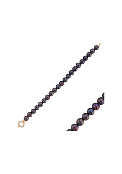 9,5 Mm Doğal Siyah İnci Bileklik 23 Cm / Sarı Sarı Sarı Altın