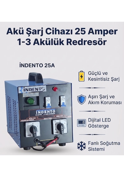 Akü Şarj Cihazı 25 Amper 1-3 Akülük Redresör