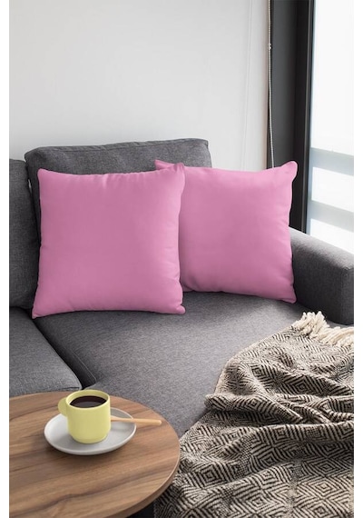 Pembe Düz Tek Renk Çift Taraflı Yastık Kırlent Kılıfı Krl014n11