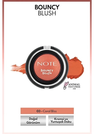 Bouncy Blush Yumuşak Kremsi Allık - 03 Coral Bliss Çok Renkli