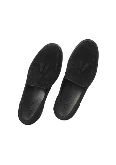 Erkek Siyah Püsküllü Süet Deri Loafer