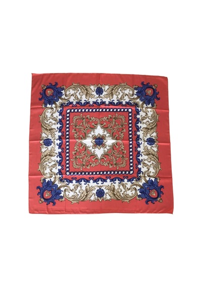 Tikitonki Çiçek Desenli Saten Pudra Pembe Eşarp - 90x90 Pembe Pembe