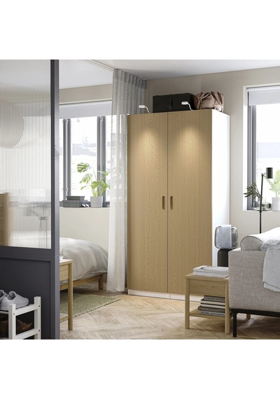 Ikea Beyaz Geniş Kapaklı Gardırop 100x60x201 Cm