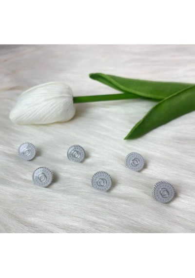 Gümüş Detaylı Beyaz Parlak Düğme 18boy 11mm-10 Adet