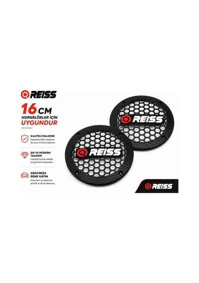 16cm Hoparlör Kapağı - Reiss Logolu Plastik Midrange Hoparlör Kapak 16 Cm - 2 Adet