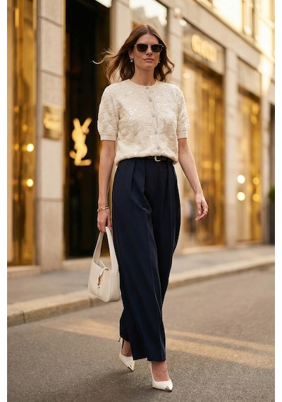 Lela Pileli Wide Leg Yüksek Bel Geniş Paça Kemerli Palazzo Bayan Pantolon 68351070 Lacivert Lela Pileli Wide Leg Yüksek Bel Geniş Paça Kemerli Palazzo Bayan Pantolon 68351070 Lacivert