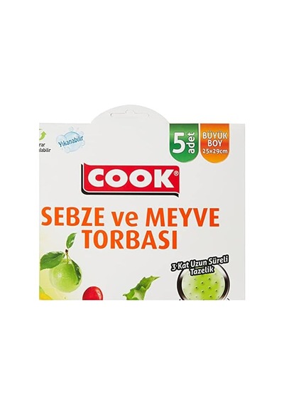 Cook Sebze Ve Meyve Torbası, 25 X 29 Cm, 5 Adet 4296