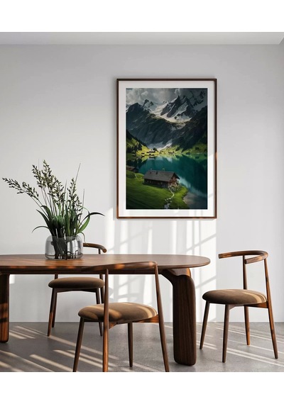 Çerçevesiz Poster Beyaz Zirveler Ve Yeşil Vadi
