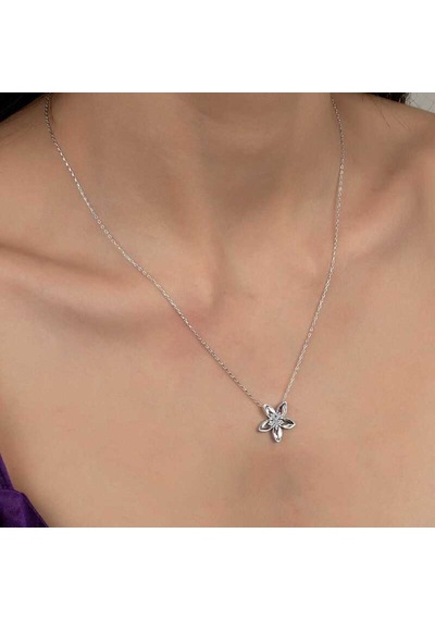 Swarovski Taşlı Gümüş Çiçek Kadın Kolye (551181013)