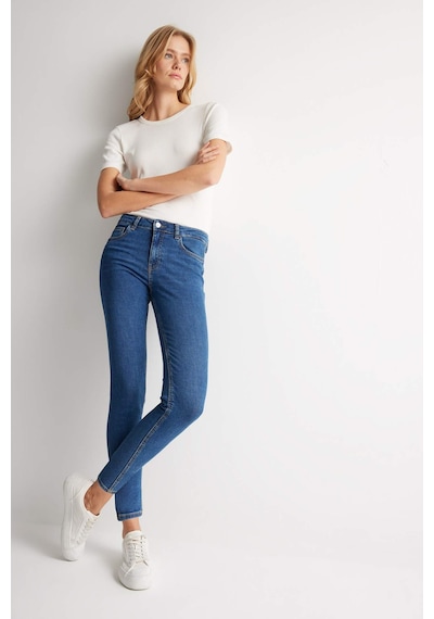 Defacto Rebeca Skinny Fit Yüksek Bel Dar Paça Bilek Boy Jean Pantolon C7609AX24AUNM28 Mavi