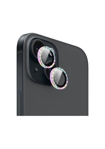 Apple iPhone Uyumlu 14 / 14 Plus İçin Ipg Prolens Kamera Lens Koruyucu Elmas Kesim Çerçeveli, Kırılmaz Cam Çok Renkli