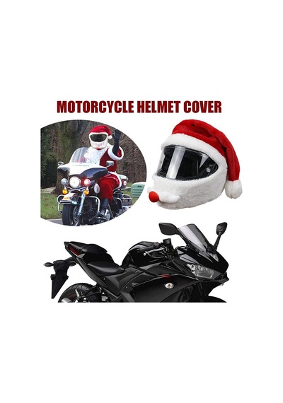 Unisex Noel Baba Motosiklet Kaskı Şapkası, Rahat Kadife Kırmızı Ve Beyaz Peluş Noel Noel Baba Kask Kılıfı Noel Yeni Yıl Şenlikli Tatil Parti