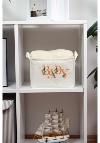 Baby Baskılı Dikdörtgen Katlanabilir Organizer Sepet 25 X 14 X 18