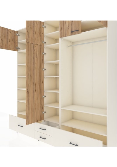 Hyperion Dolap 18 Raflı 4 Çekmeceli Tek Askılı 220x44x243 Aytaşı-çam/aytaşı Atlas Çam/aytası