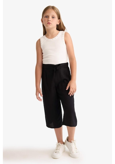 DeFacto Kız Çocuk Culotte Geniş Paça Viskon Kapri T3877A625SMBK27 Siyah