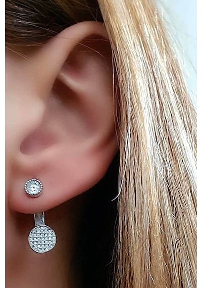 Pırlanta Işıltısında Zirkon Taşlı Gümüş Earcuff Cift Küpe
