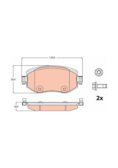 Ön - 350 - Fren Balatası Renault Megane Iv 15 Tüm Motor Tipleri G:129mm Y:58.4 - Dpmıx-hb - Mm K:18mm Ön Fren Balatası