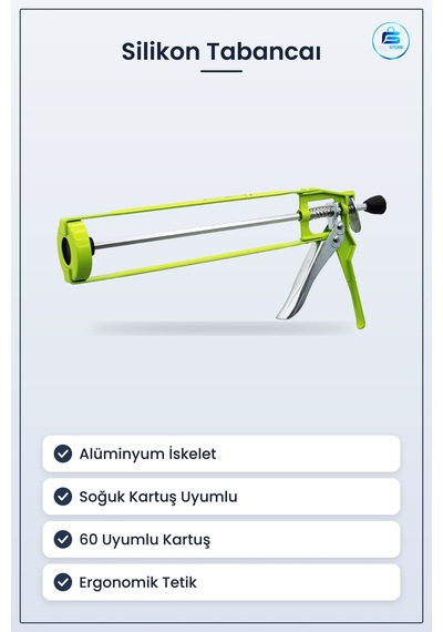 Silikon Tabancası Alüminyum İskelet Soğuk Kartuş Uyumlu Montaj Ta