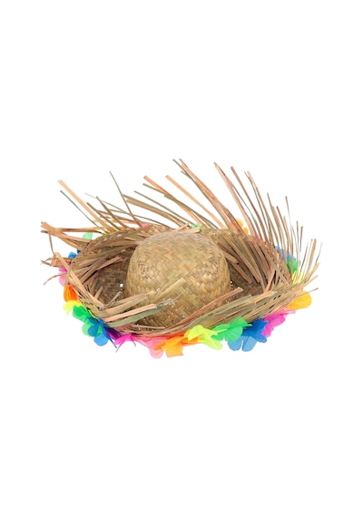 Populermarketim - Naturel Renk Püsküllü Örme Hasır Hawaii Luau Aloha Şapka 13x36 Cm Standart