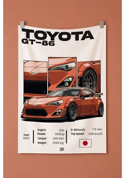 Toyota Gt-86 Dekoratif Duvar Örtüsü Duvar Halısı Reaste